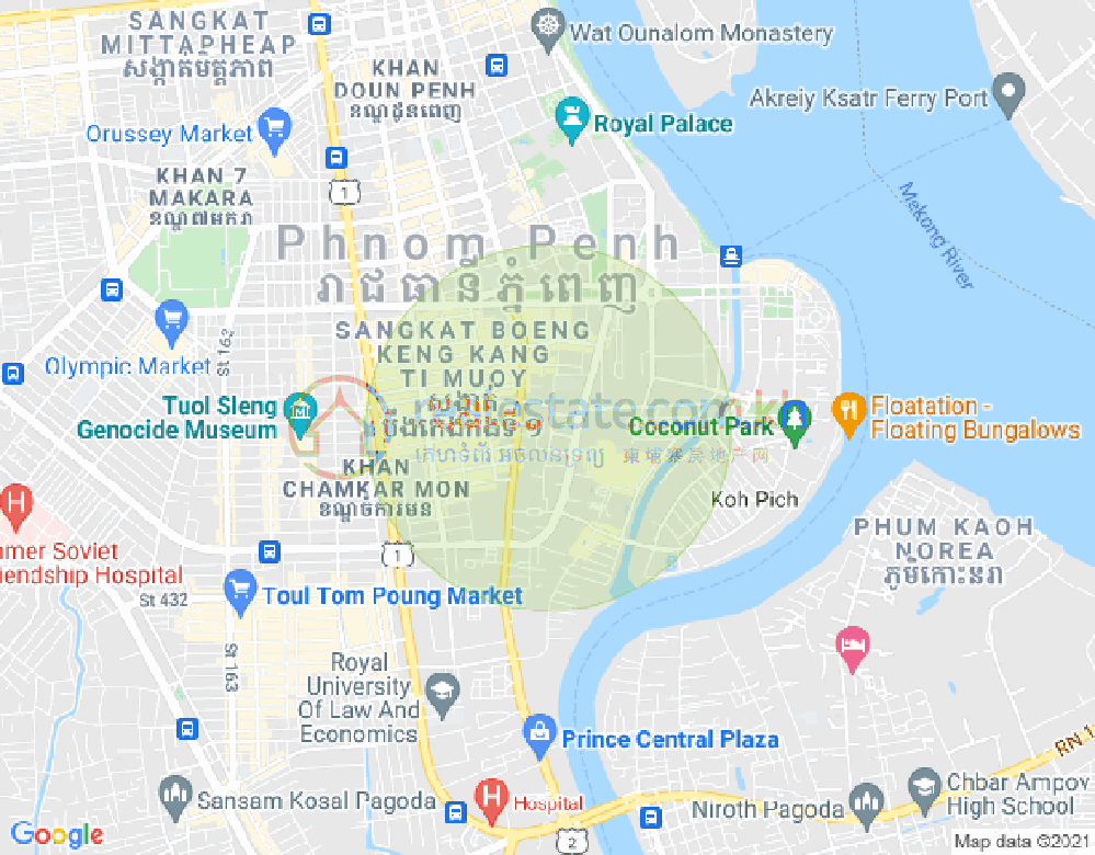 Mapa: Toul Tum Poung 1, Chamkarmon, Phnom Penh