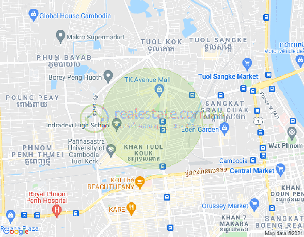 Carte de 516, Boeung Kak 1, Toul Kork, Phnom Penh
