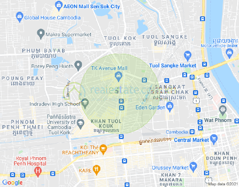 Carte de 516, Boeung Kak 1, Toul Kork, Phnom Penh