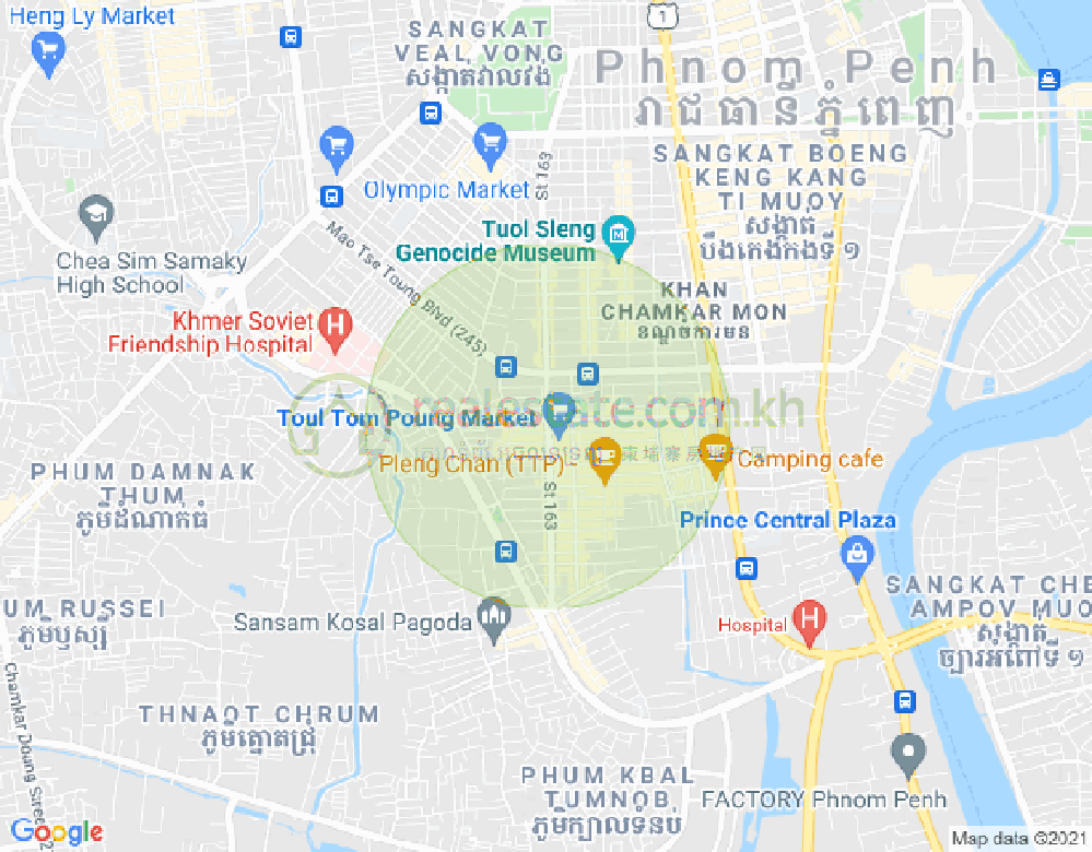 Carte de Toul Tum Poung 1, Chamkarmon, Phnom Penh