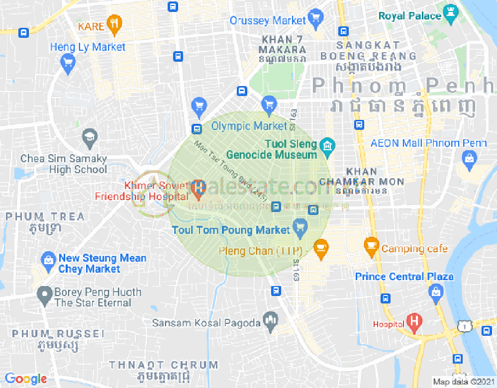 Carte de Toul Tum Poung 1, Chamkarmon, Phnom Penh