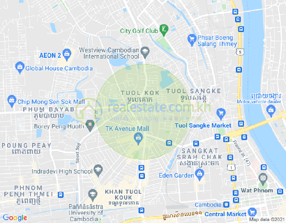 六号国道, 雷西郊区, 金边地图