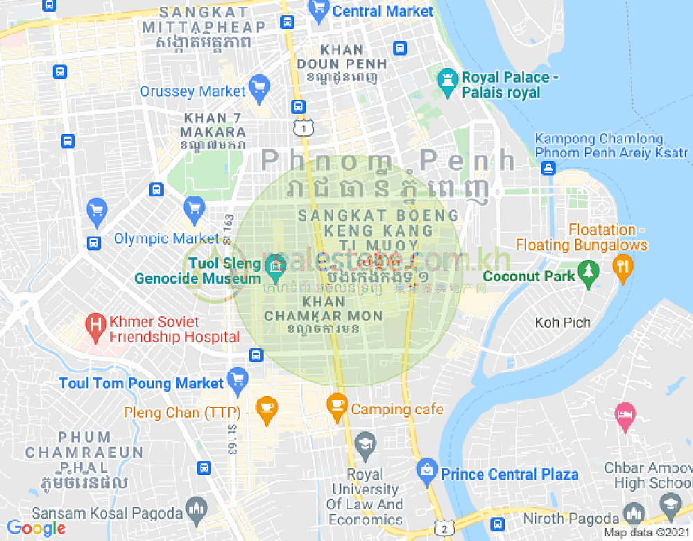 万景岗1分区（BKK1), 波哥堪, 金边地图