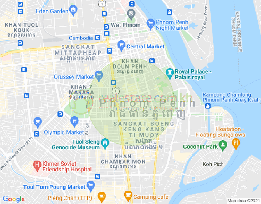 Map of Boeng Reang, Daun Penh, Phnom Penh