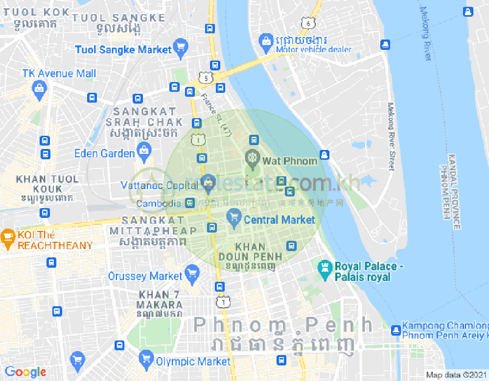 Map of 108, Wat Phnom, Daun Penh, Phnom Penh