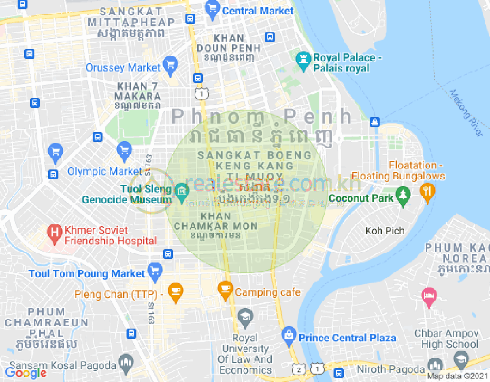 万景岗1分区（BKK1), 波哥堪, 金边地图