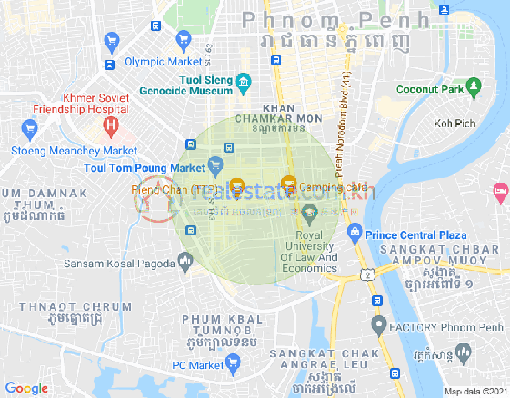 Map of Boeung Trabek, Chamkarmon, Phnom Penh