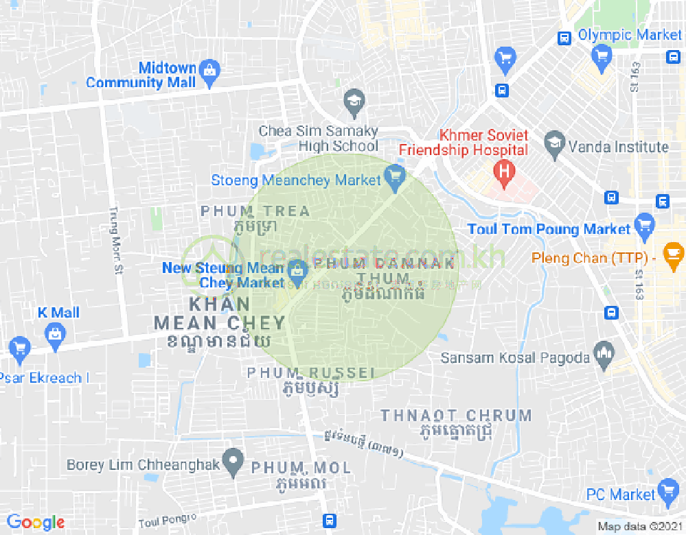 Stueng Mean chey 1镇, 棉芷区, 金边地图