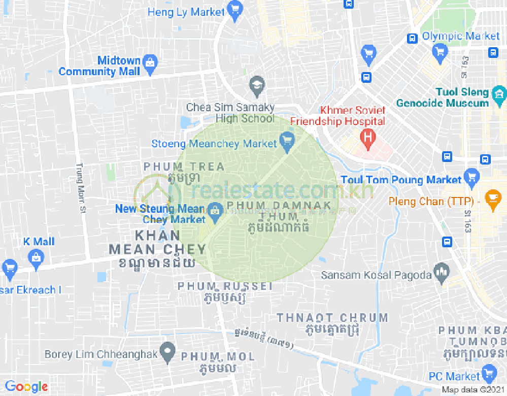 Stueng Mean chey 1镇, 棉芷区, 金边地图