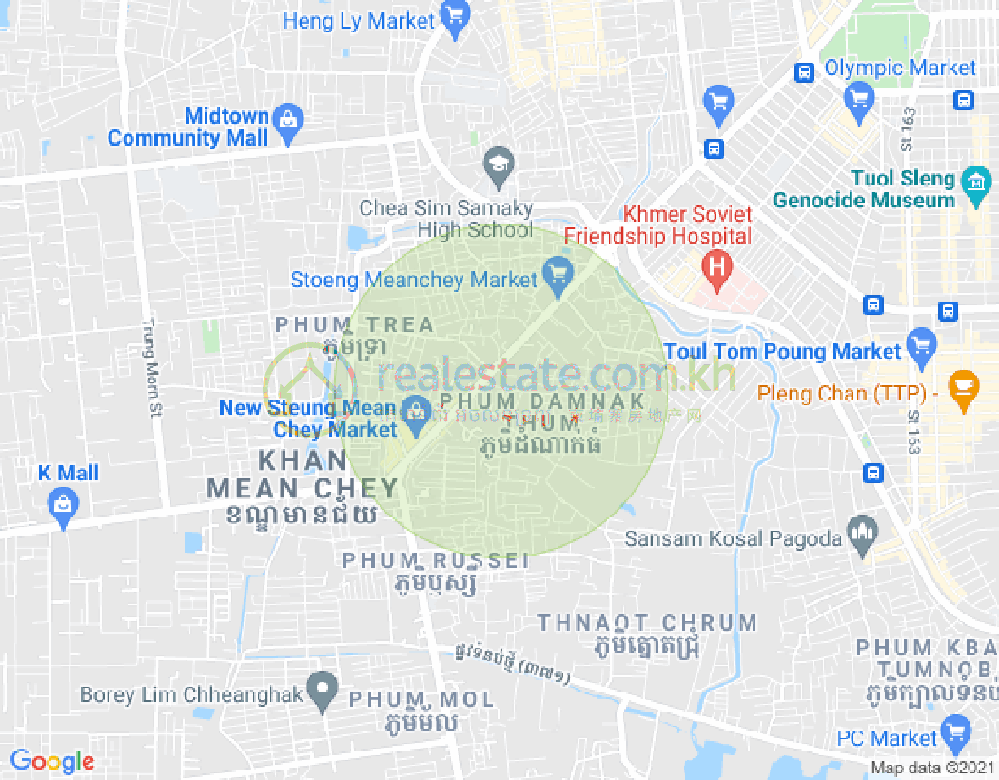 Stueng Mean chey 1镇, 棉芷区, 金边地图