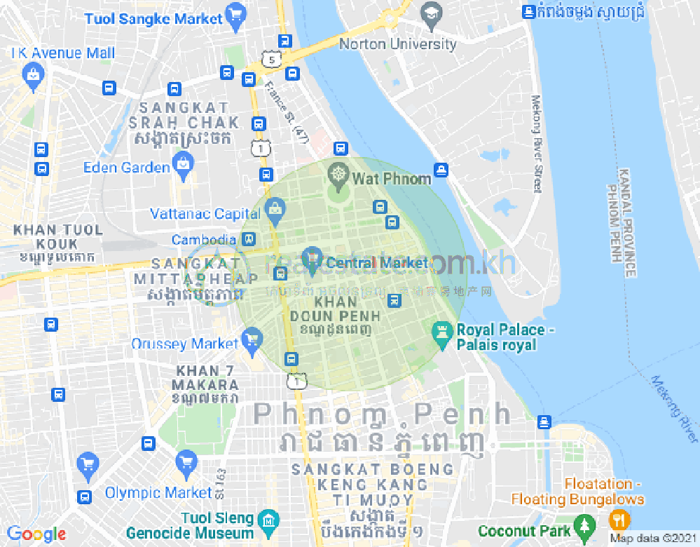 108, 新街市1分区, 隆边区, 金边地图