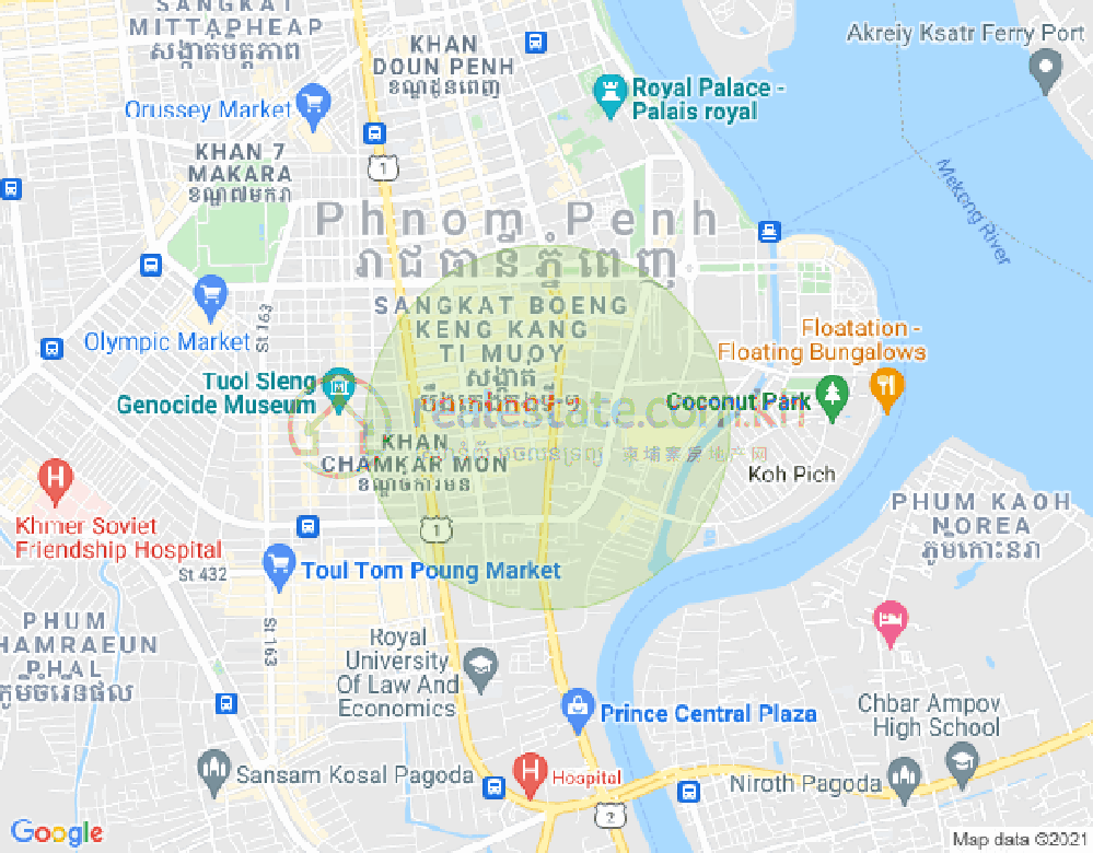 Map of BKK 1, Boeng Keng Kang, Phnom Penh