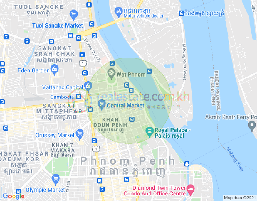 19, 旧街市分区, 隆边区, 金边地图