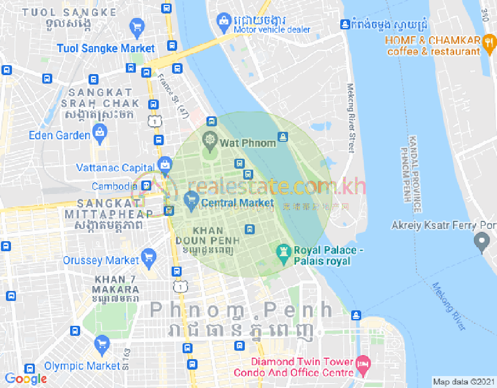 19, 旧街市分区, 隆边区, 金边地图