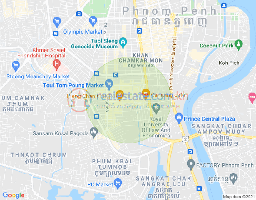 Mapa: Boeung Trabek, Chamkarmon, Phnom Penh
