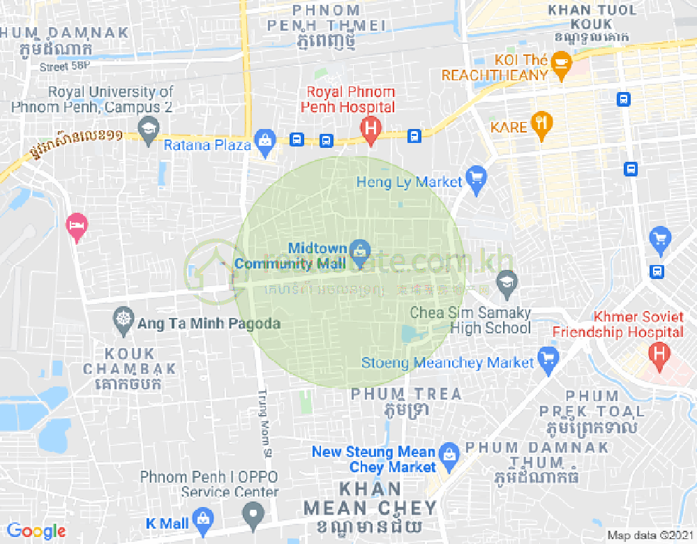 Tuek Thla屯, 森速区, 金边地图