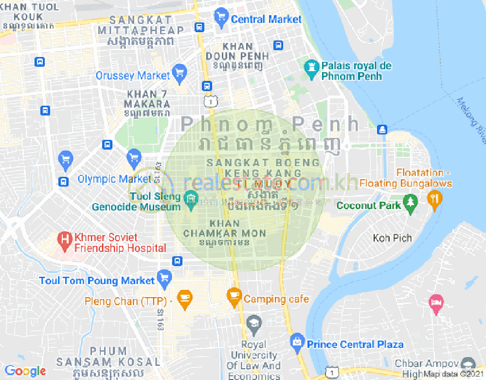 万景岗1分区（BKK1), 波哥堪, 金边地图