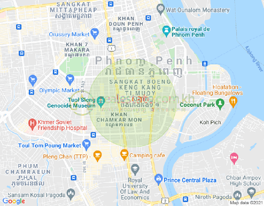 BKK 1, ボンケンコン, プノンペンの地図
