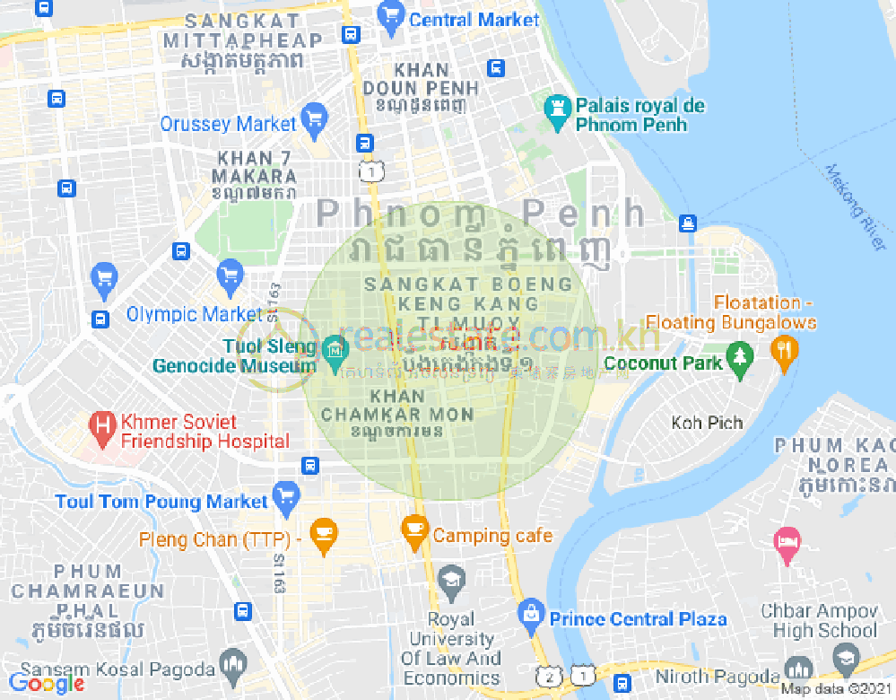 万景岗1分区（BKK1), 波哥堪, 金边地图