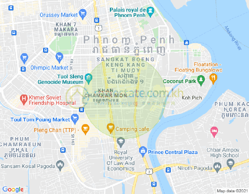 万景岗1分区（BKK1), 波哥堪, 金边地图