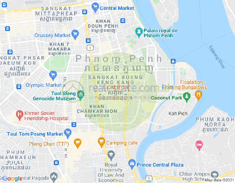 352, BKK 1, ボンケンコン, プノンペンの地図