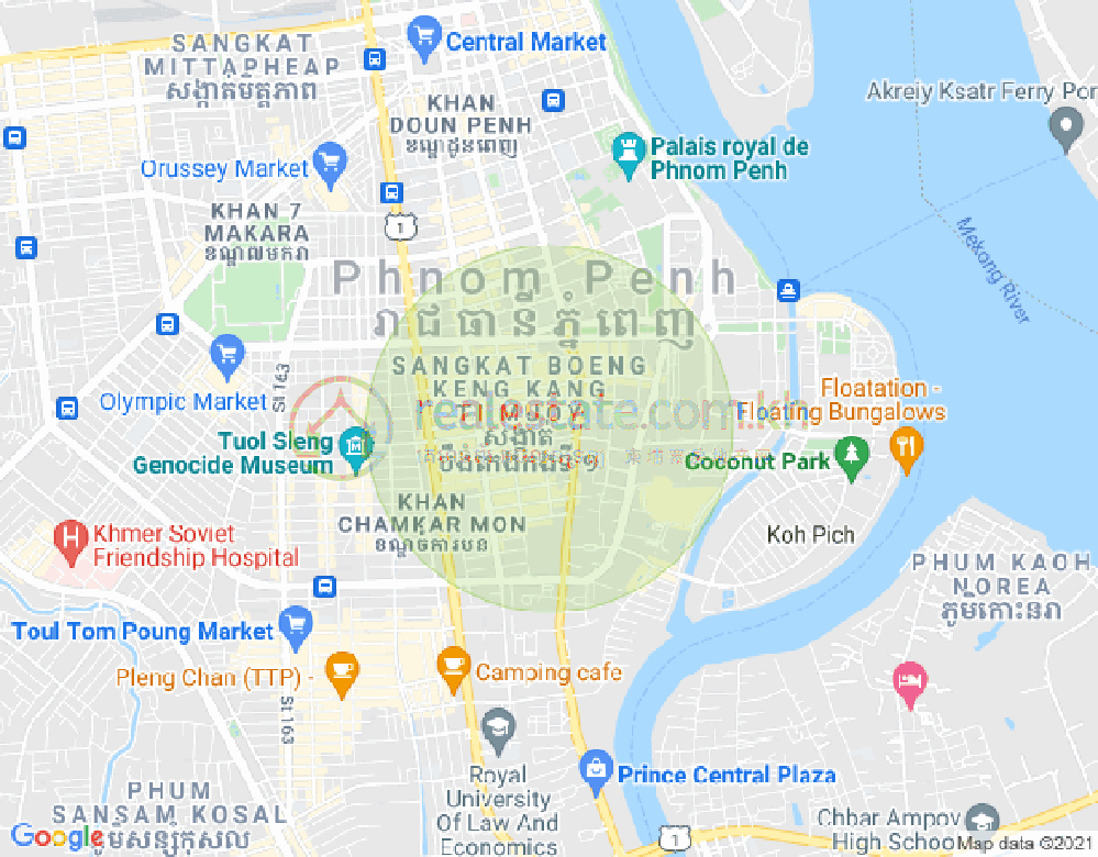 370, BKK 1, ボンケンコン, プノンペンの地図