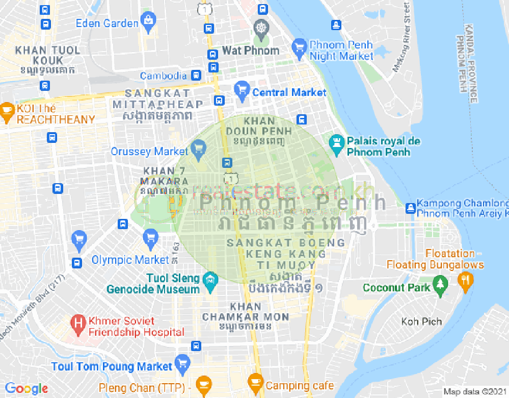 Mapa: Boeng Reang, Daun Penh, Phnom Penh