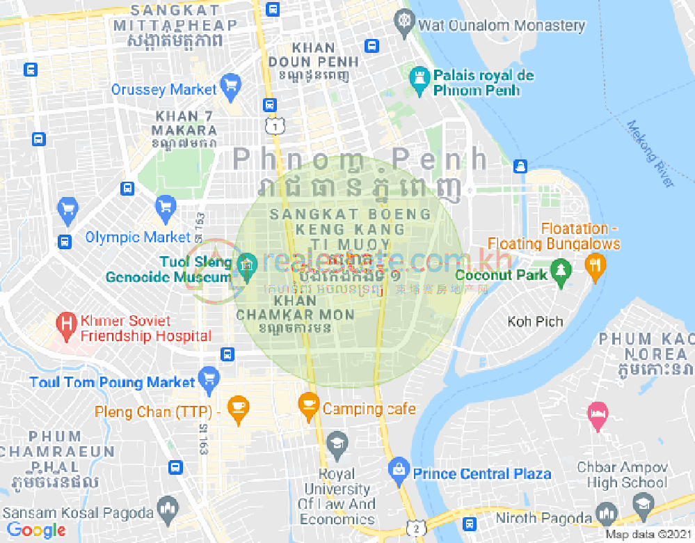Mapa: BKK 1, Boeng Keng Kang, Phnom Penh