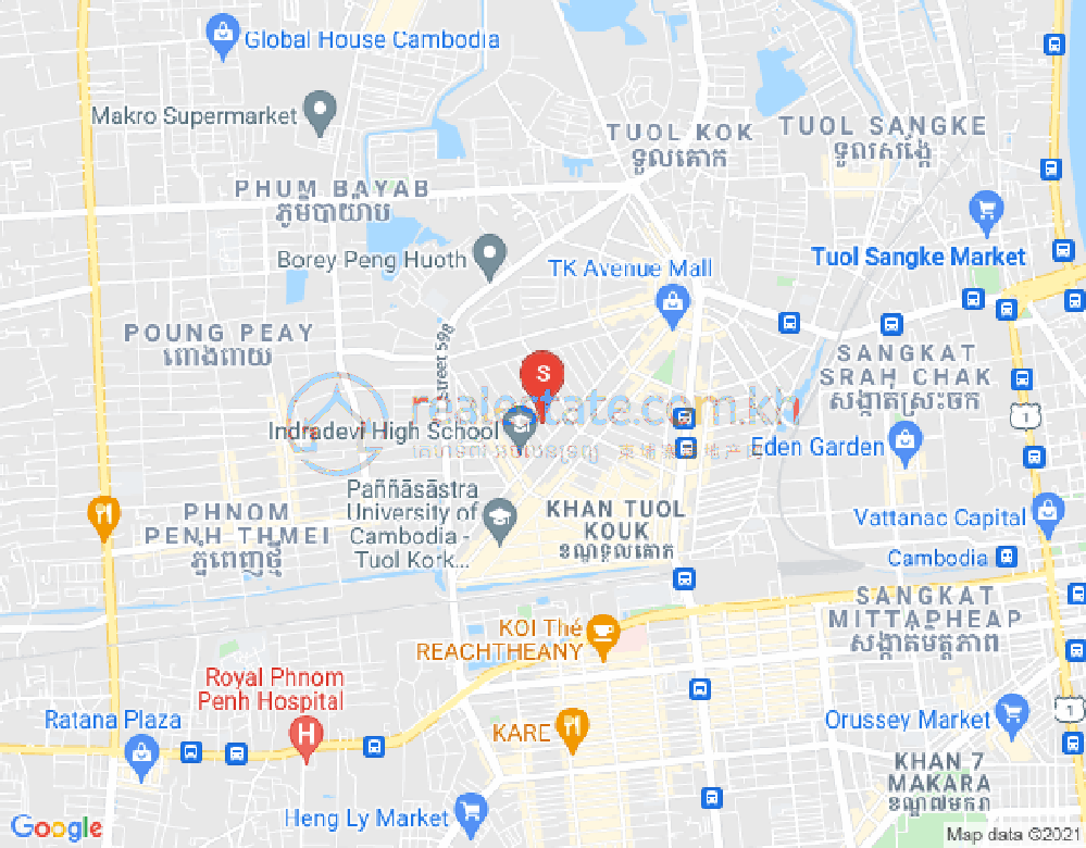Mapa: Boeung Kak 2, Toul Kork, Phnom Penh