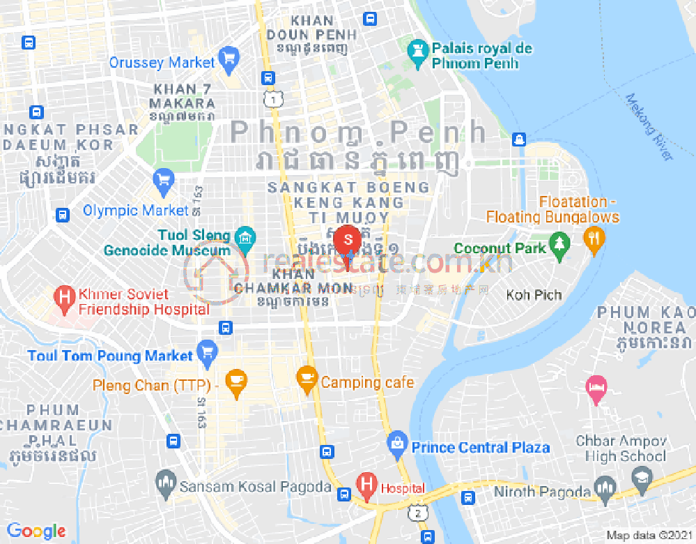 万景岗1分区（BKK1), 波哥堪, 金边地图