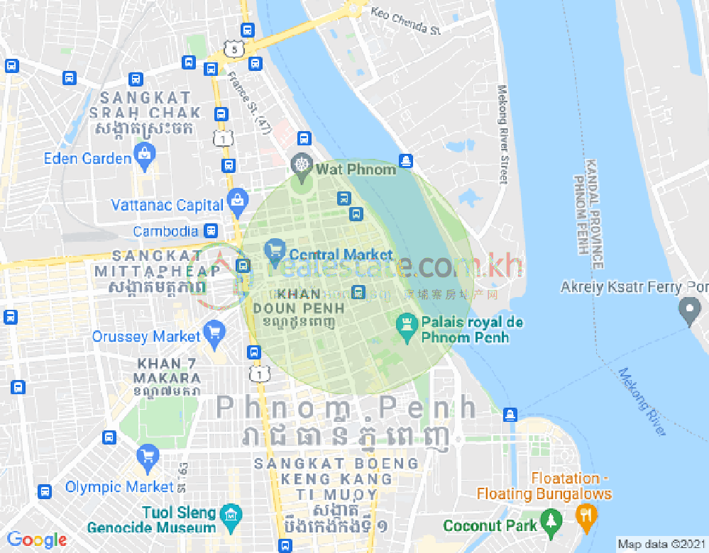 Mapa: Phsar Kandal I, Daun Penh, Phnom Penh