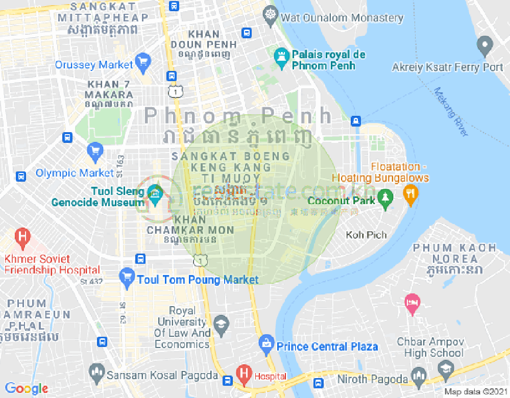 Map of BKK 1, Boeng Keng Kang, Phnom Penh