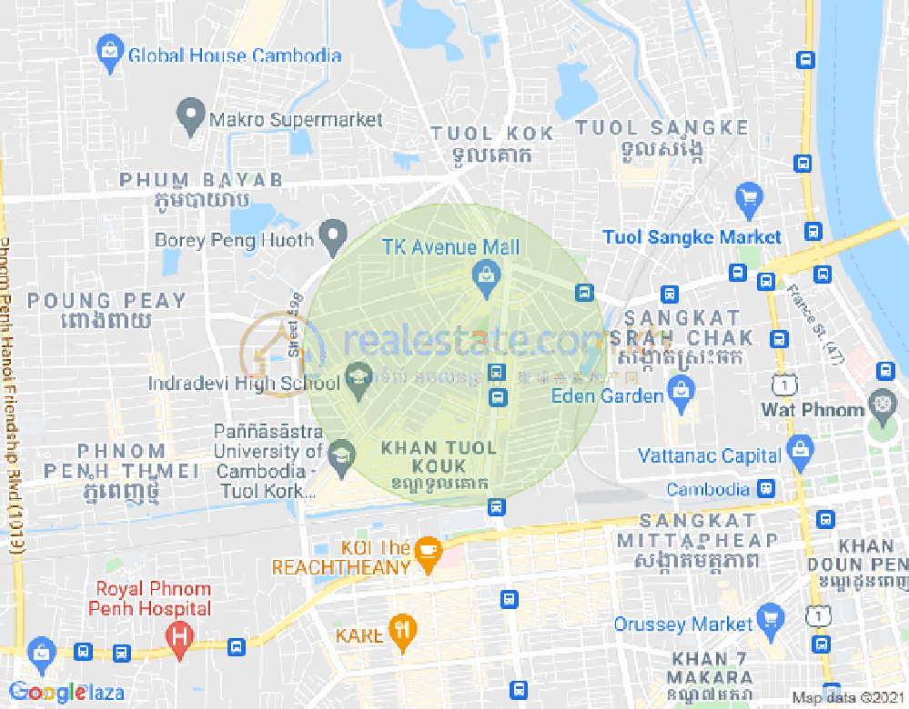 Map of Boeung Kak 2, Toul Kork, Phnom Penh