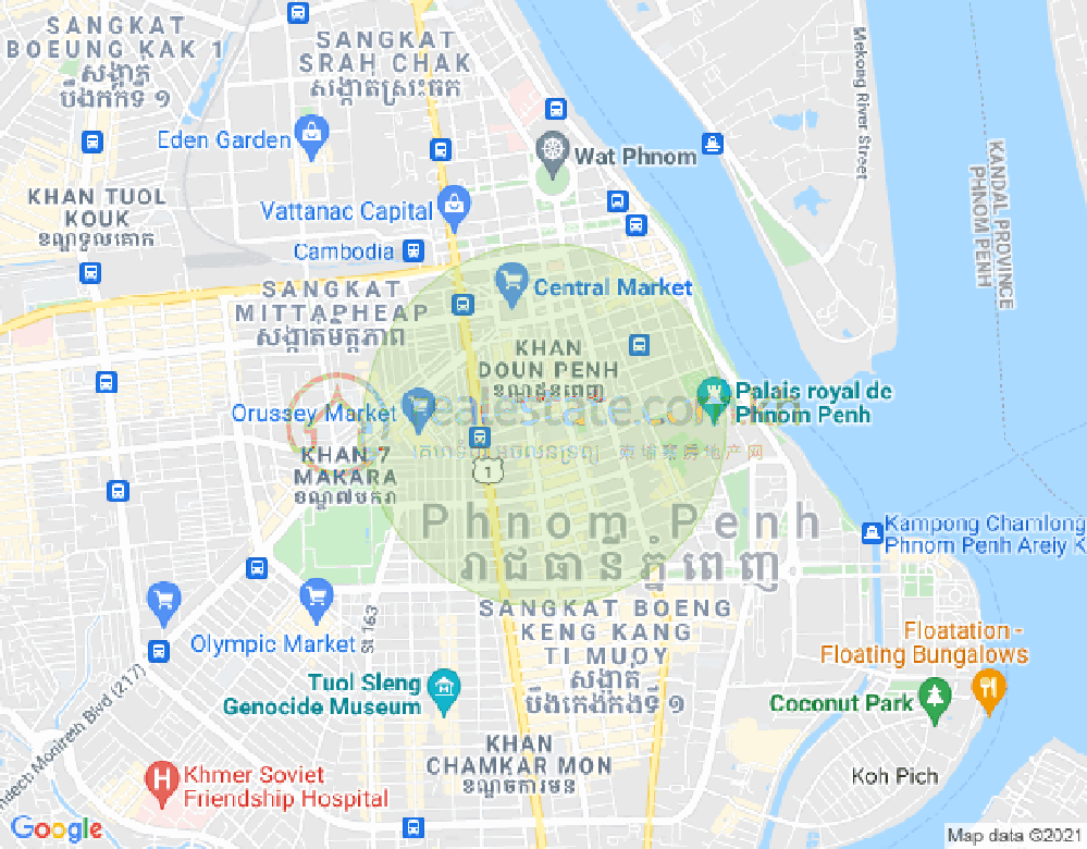 Map of Phsar Thmei I, Daun Penh, Phnom Penh