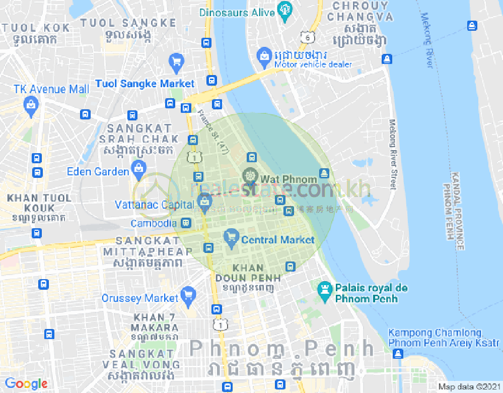 Map of Wat Phnom, Daun Penh, Phnom Penh