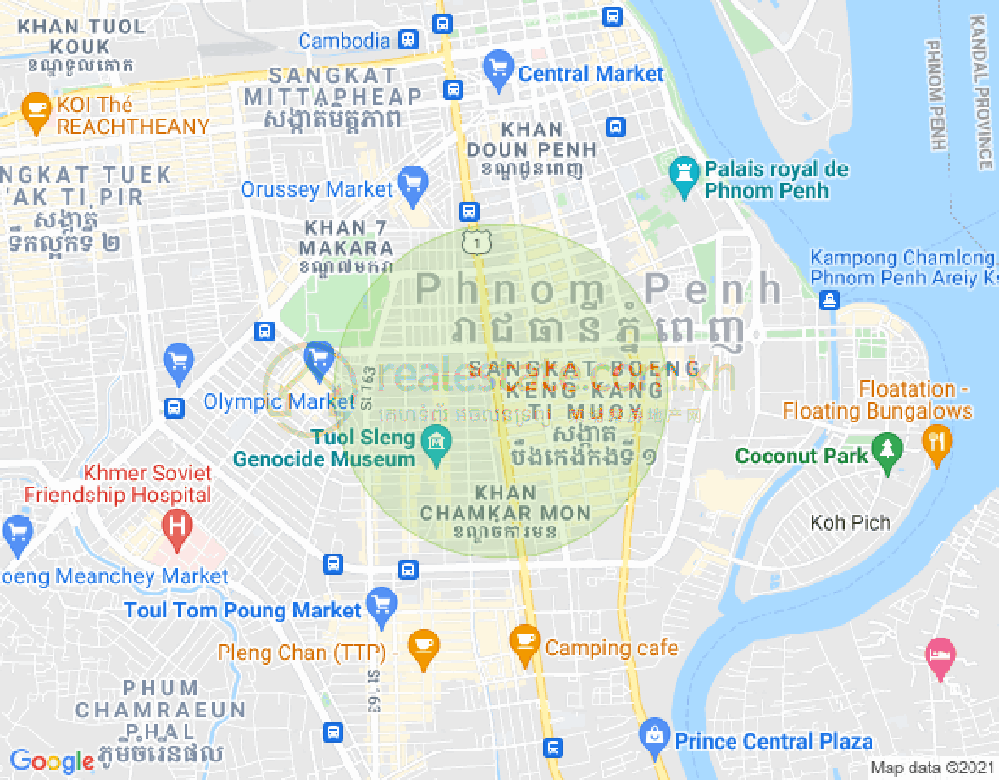 288 Monivong Blvd, coner St., 万景岗1分区（BKK1), 波哥堪, 金边地图
