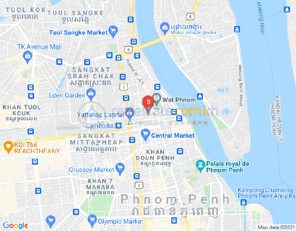 Map of Srah Chak, Daun Penh, Phnom Penh