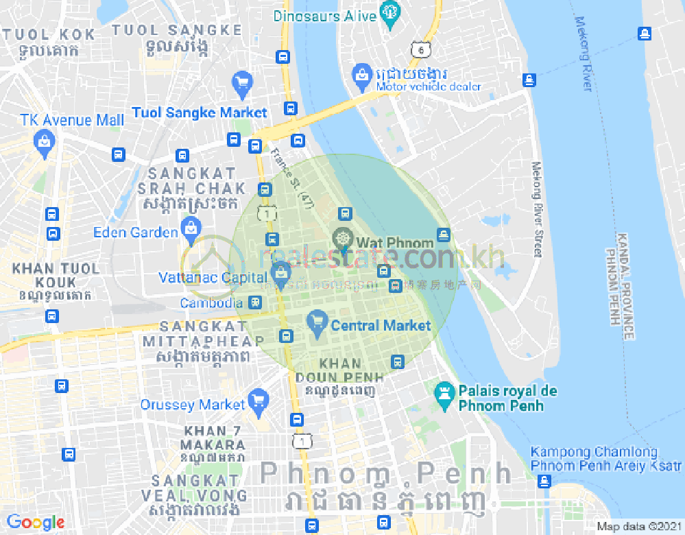 Map of Wat Phnom, Daun Penh, Phnom Penh
