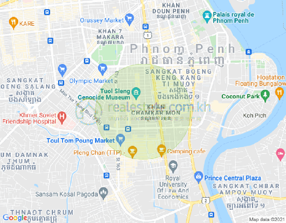 BKK 3, ボンケンコン, プノンペンの地図