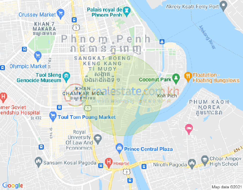 백색하구역, 짬까몬, 프놈펜 지도