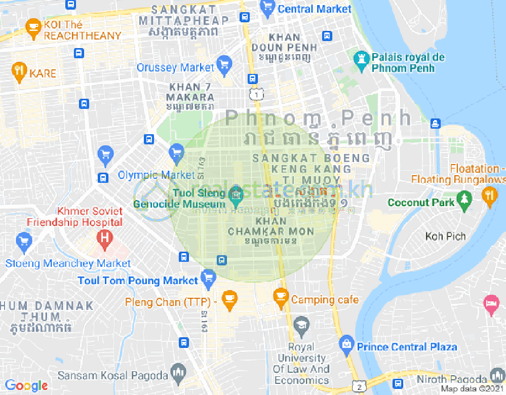 BKK 2, ボンケンコン, プノンペンの地図