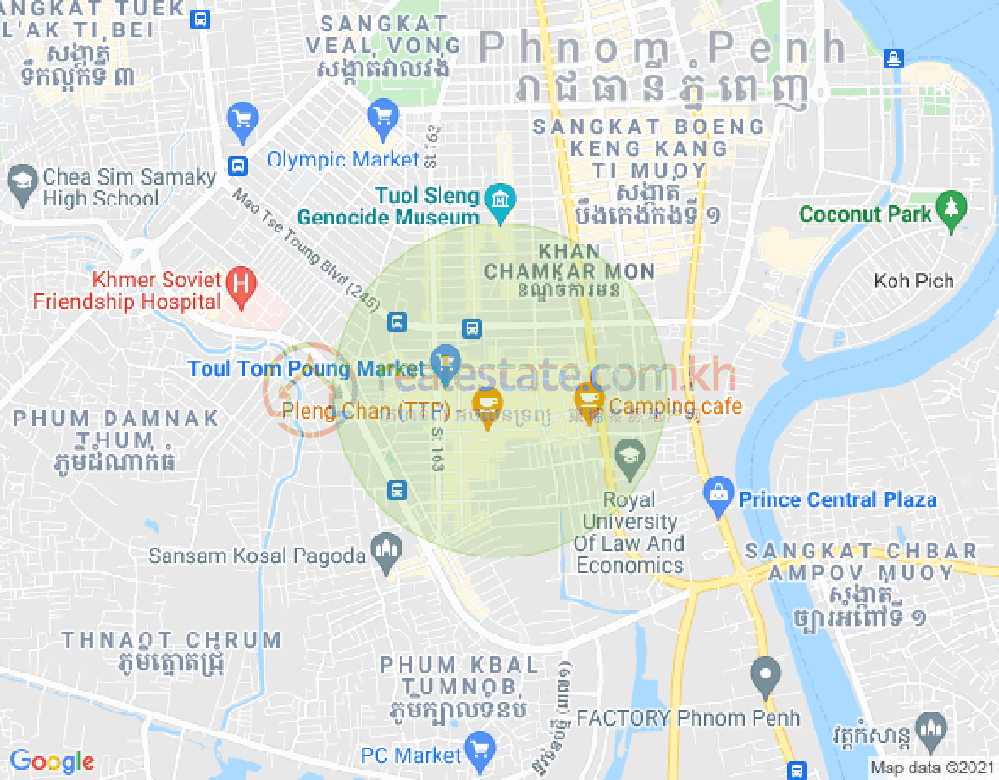 Map of Toul Tum Poung 1, Chamkarmon, Phnom Penh