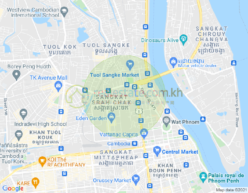 Mapa: Srah Chak, Daun Penh, Phnom Penh