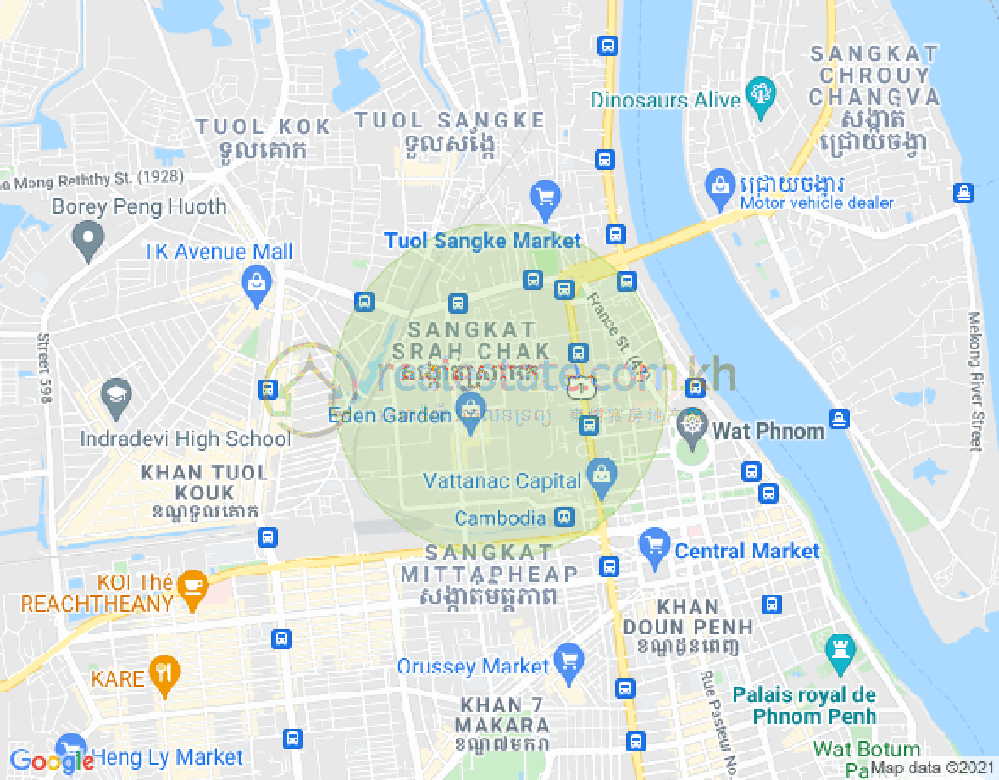 Mapa: Srah Chak, Daun Penh, Phnom Penh