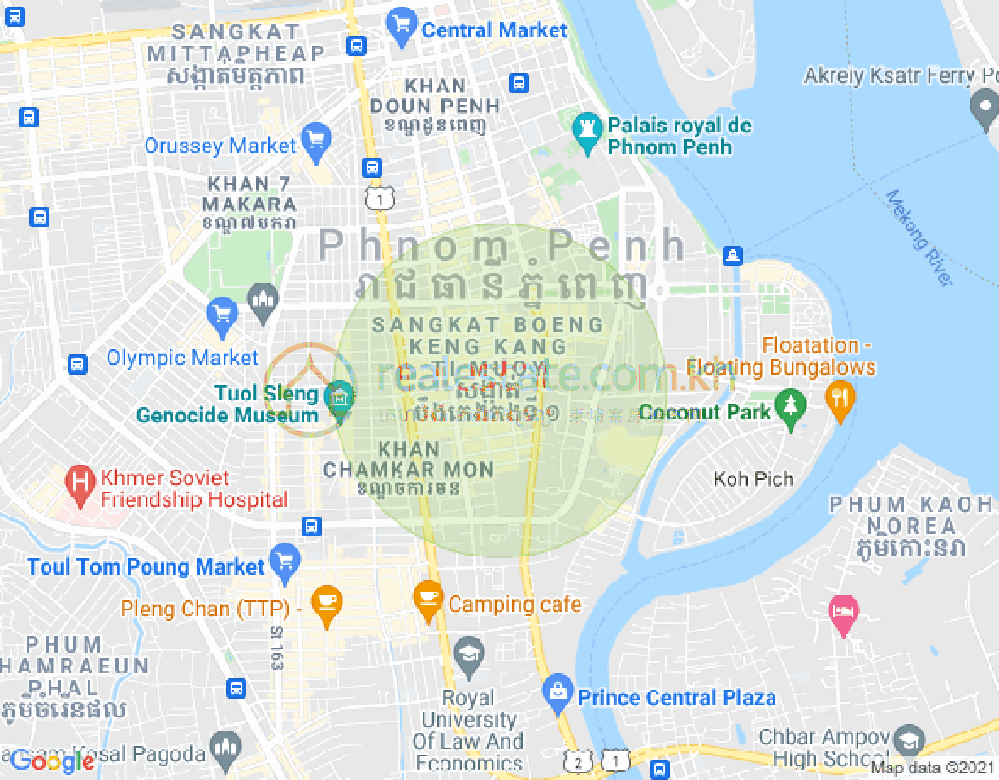 BKK 1, ボンケンコン, プノンペンの地図