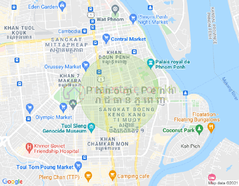 Mapa: Boeng Reang, Daun Penh, Phnom Penh