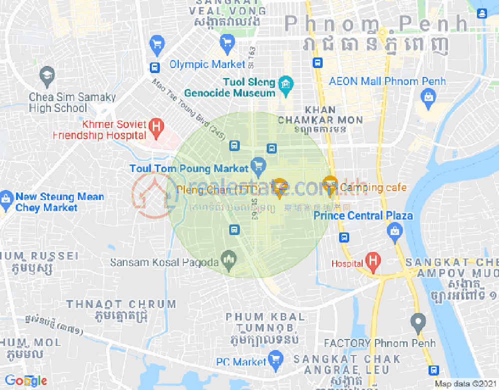 Map of Toul Tum Poung 1, Chamkarmon, Phnom Penh