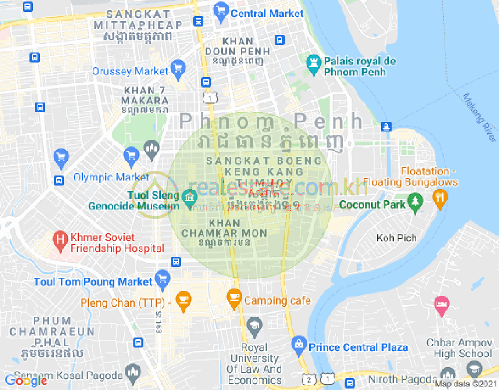 万景岗1分区（BKK1), 波哥堪, 金边地图