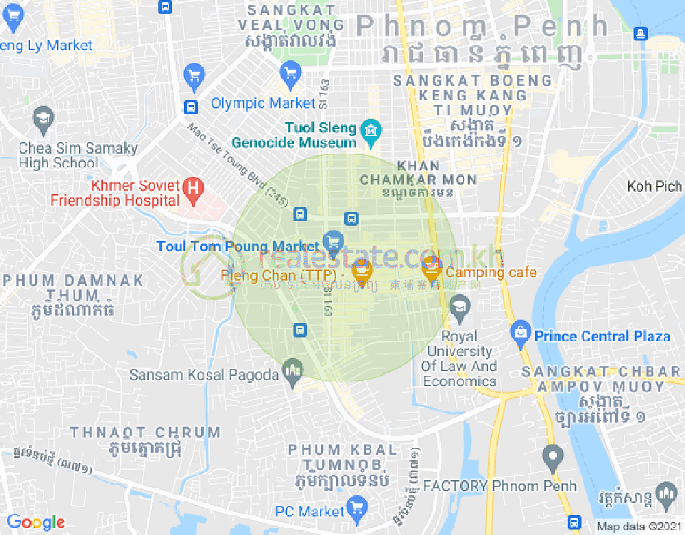 トゥールトンポン1, チャムカモン, プノンペンの地図