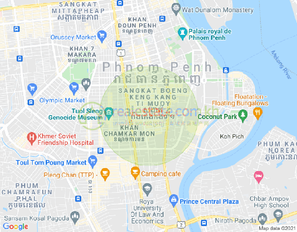 万景岗1分区（BKK1), 波哥堪, 金边地图